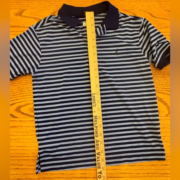 Nautica Boys Polo Golf Shirt Size 8 Blue Striped Performance - Picture 5 of 6